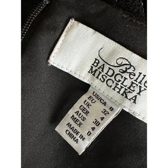 BELLE Badgley Mischka Black Formal Gown Beaded Size 0 Black Tie Party Prom - Picture 7 of 12